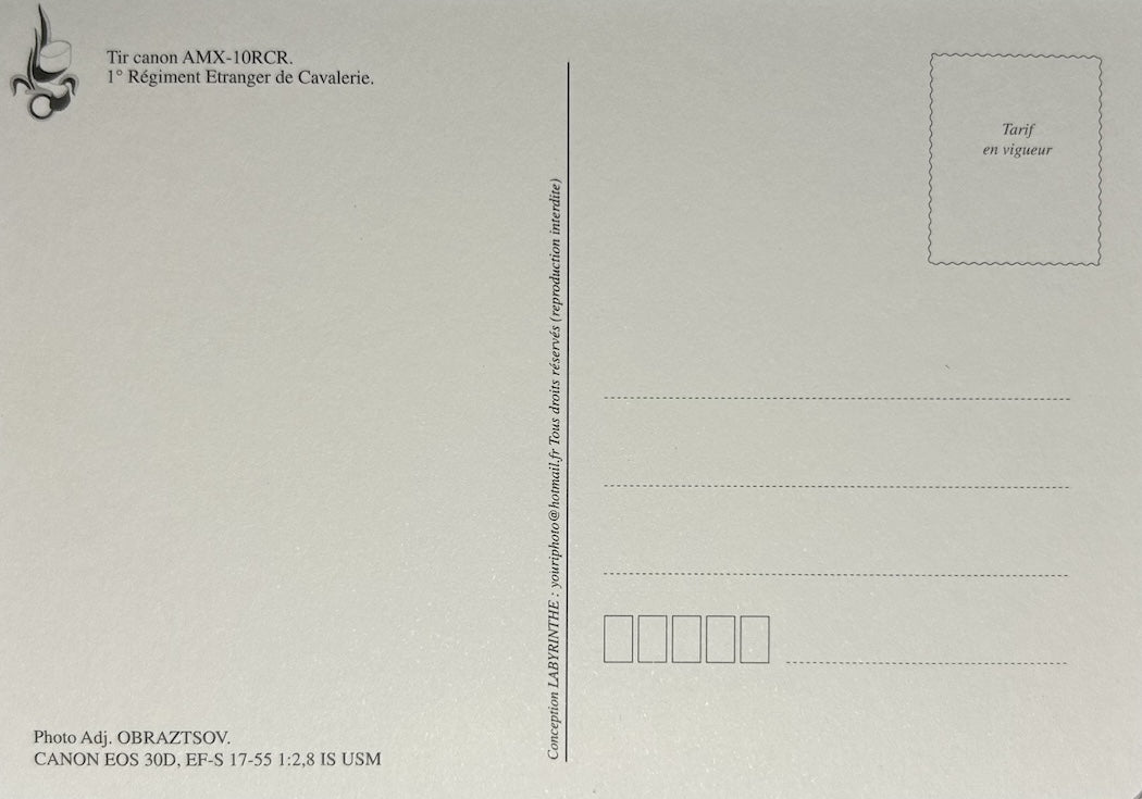Carte postale tir AMX 10 Légion étrangère