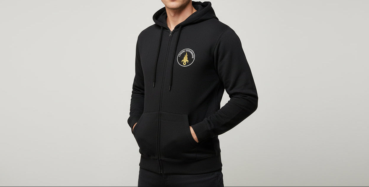 Black zip-up hoodie